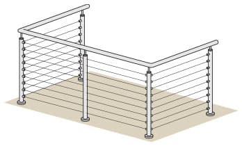 Wire Balustrade - 2 + 4 + 2 Metre - 1100mm Height Wire Balustrade - 2 + 4 + 2 Metre