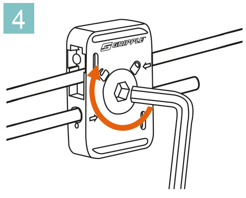 Use Hex key to lock wire rope firmly into position Use Hex key to lock wire rope firmly into position