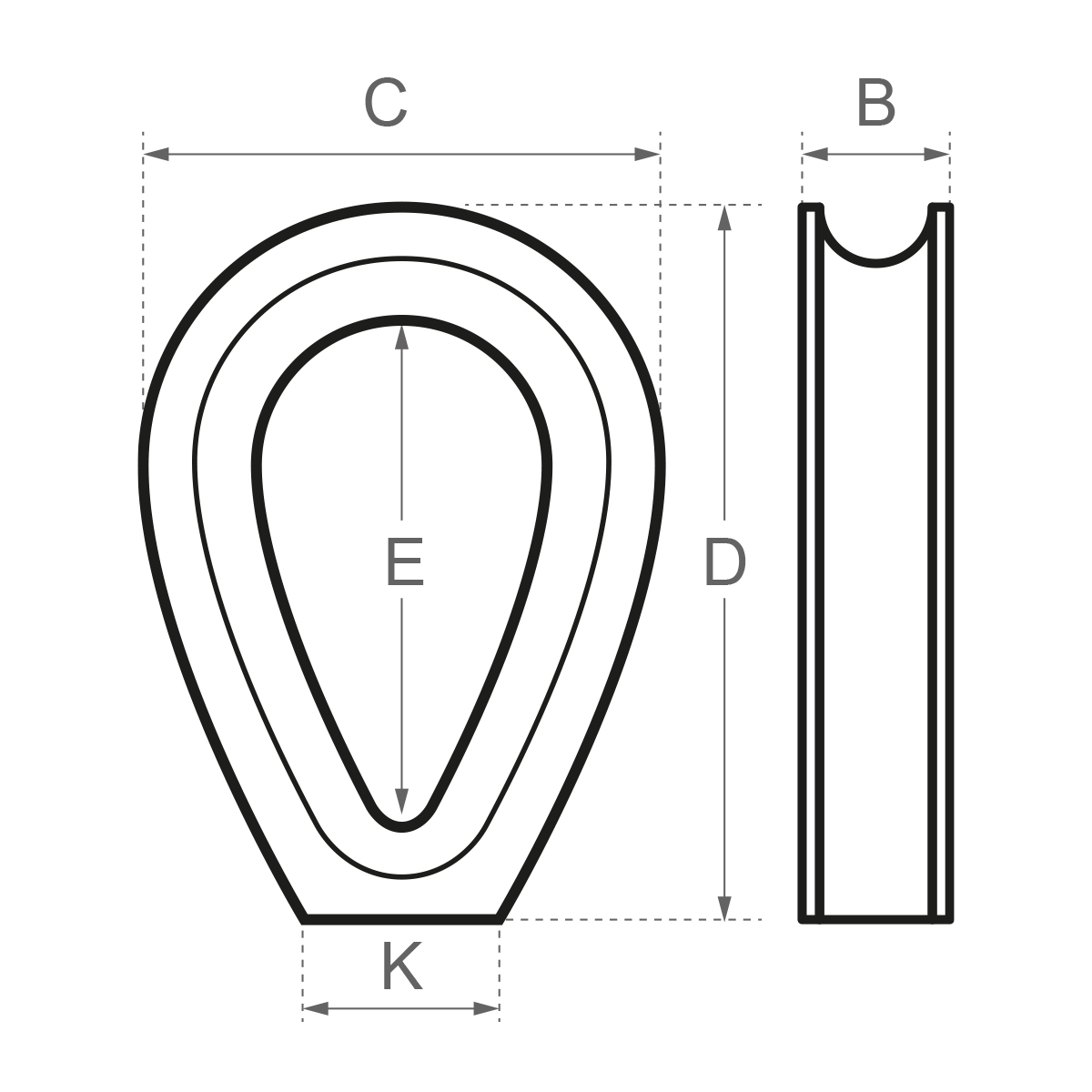 Stainless Steel Wire Rope HD Closed Thimble - Diagram Stainless Steel Wire Rope HD Closed Thimble - Diagram