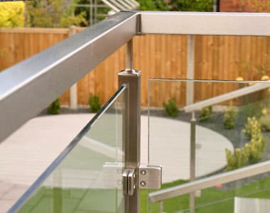 Square Stainless Steel Balustrade with Glass Infill Square Stainless Steel Balustrade with Glass Infill