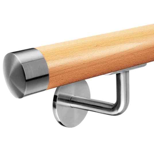 Hardwood Beech Handrail with Angle Plate Bracket