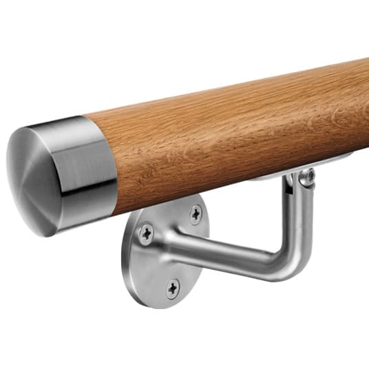 Hardwood Oak Handrail with Adjustable Angle Plate Bracket