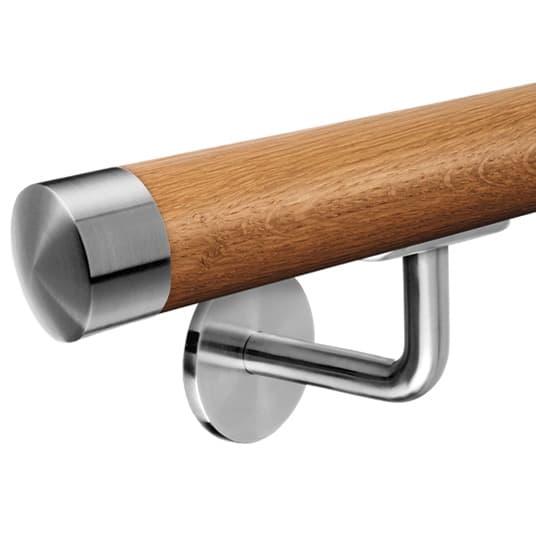 Hardwood Oak Handrail with Angle Plate Bracket