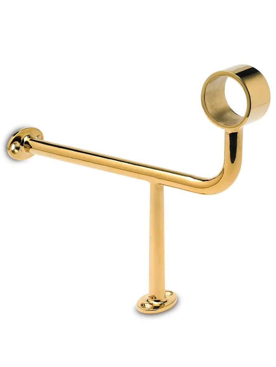 Bar Foot Rail Bracket - 90 Degree Offset, Brass Finish