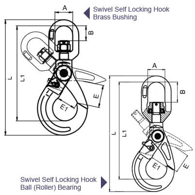 Alloy G80 - Self Locking Hook - Swivel - Brash Bushing - The