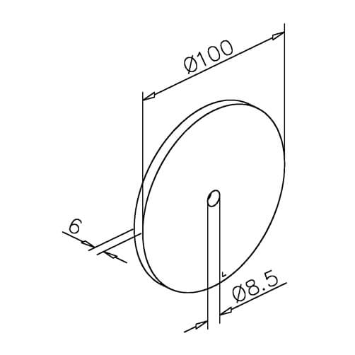 Wall Mounting Plate For Glass Door Canopy - Dimensions