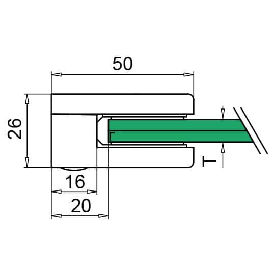 Glass Clamp - Brass Effect - 8.76mm to 10.76mm Glass