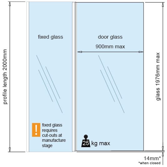 Shower Door Wall Profile - Dimensions