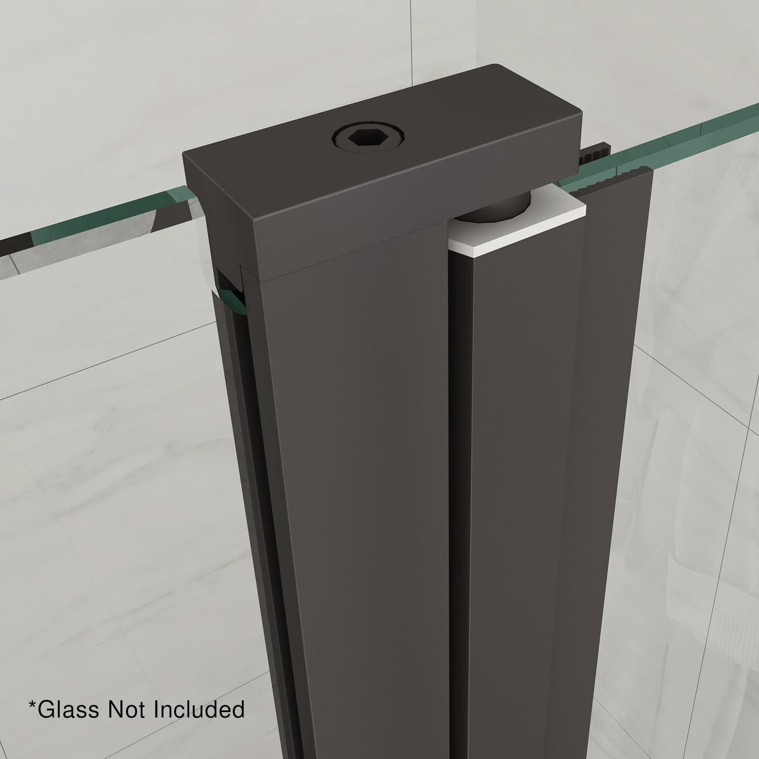 Shower Glass Door to Glass Wall Hinge - Anthracite Black
