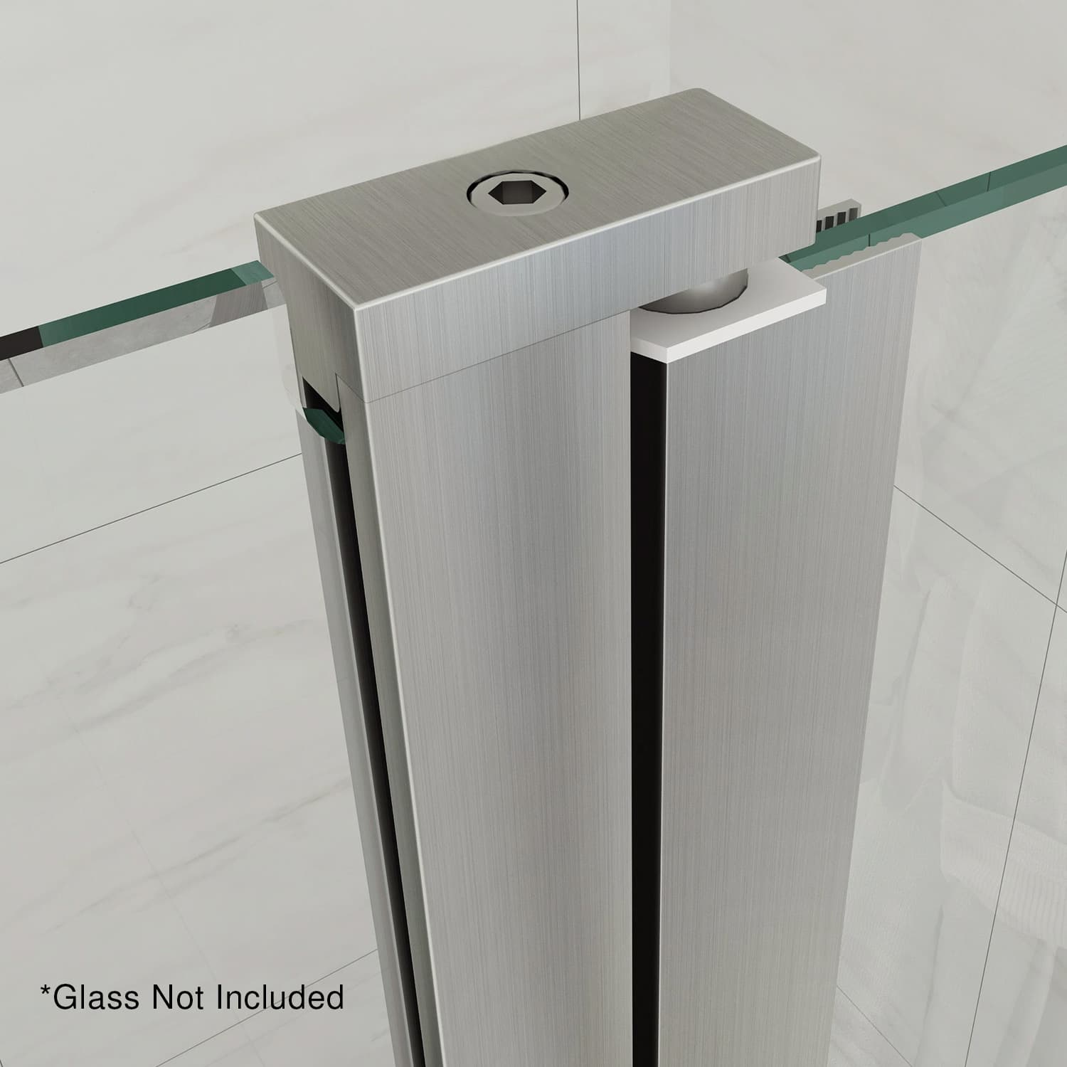 Shower Glass Door to Glass Wall Hinge - Matt Silver