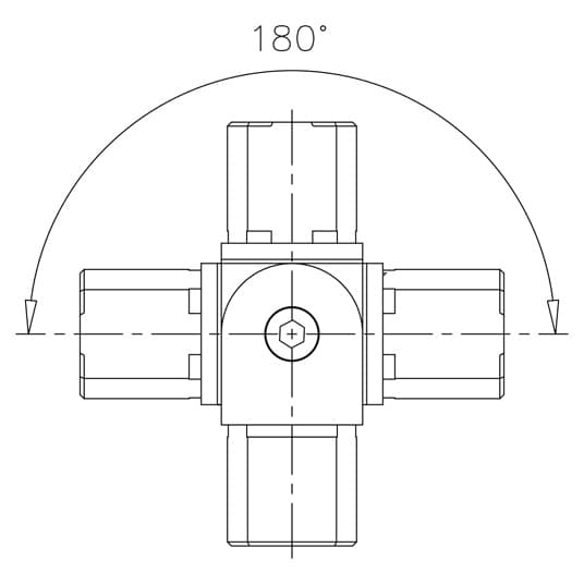 Square Tube Connector - 180 Degree Adjustment