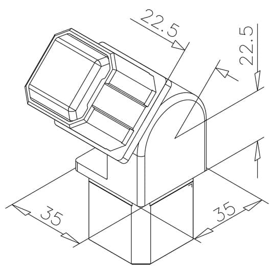 Square Tube Connector - Adjustable - Dimensions
