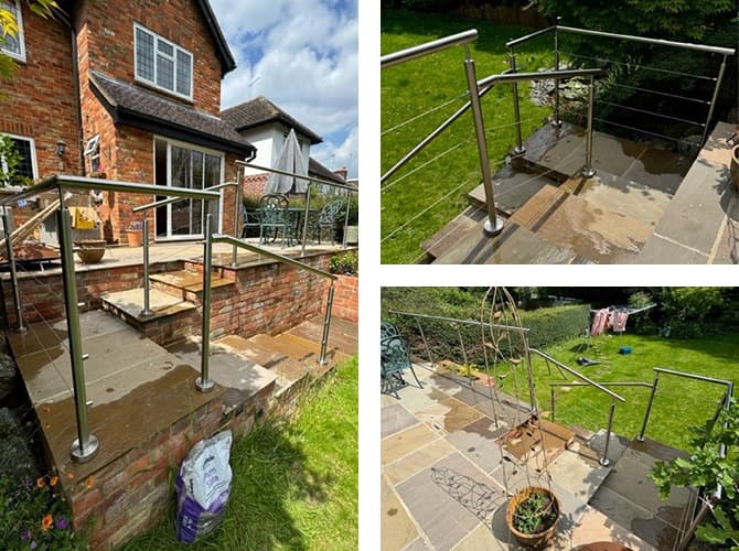 Stainless Steel Wire Balustrade on Raised Garden Patio