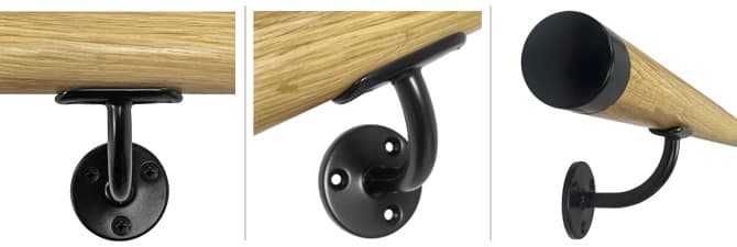 Wooden Handrail with Powder Coated Black Fittings